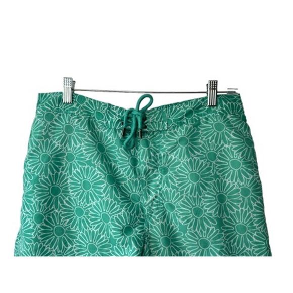 Beach Bros. Green & White Floral Print Lined Swim Trunks Men's Size Large - Picture 3 of 6